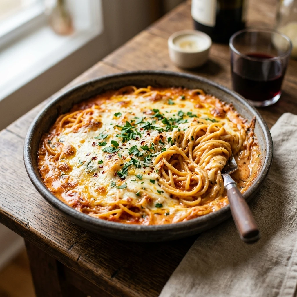 Baked Cream Cheese Spaghetti (Cheesiest Ever)