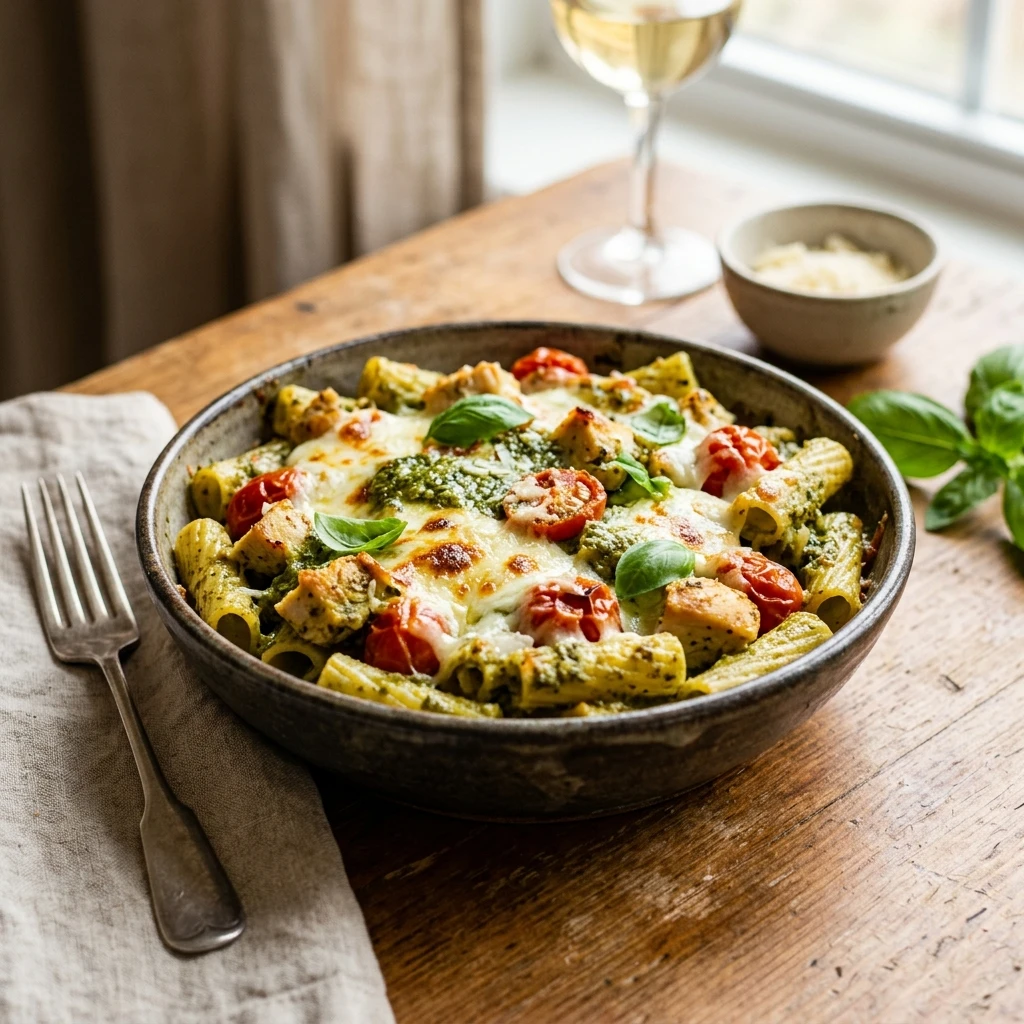 Baked Pesto Chicken Pasta (6 Ingredients)