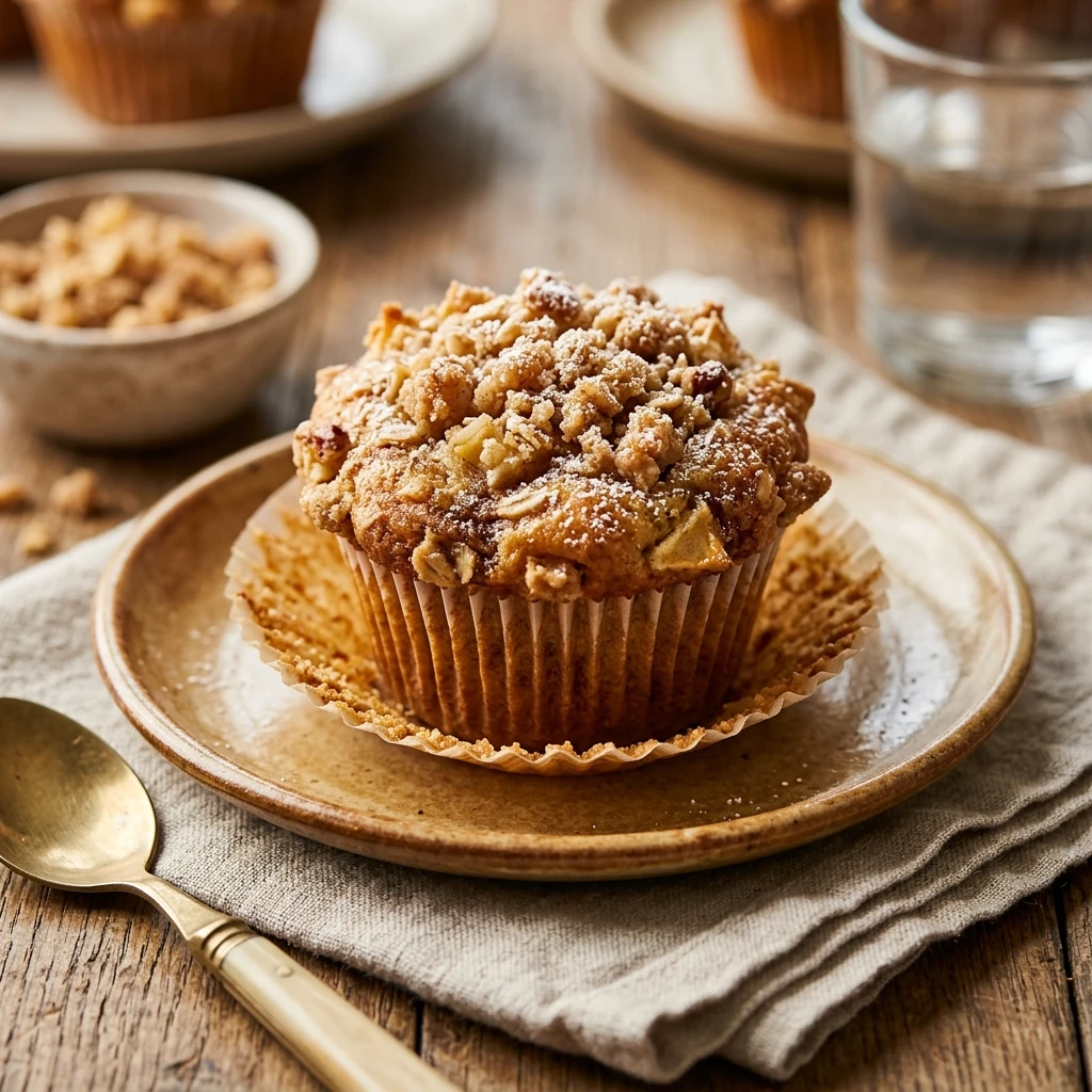 Bakery Style Apple Crumb Muffins With Cinnamon Swirl