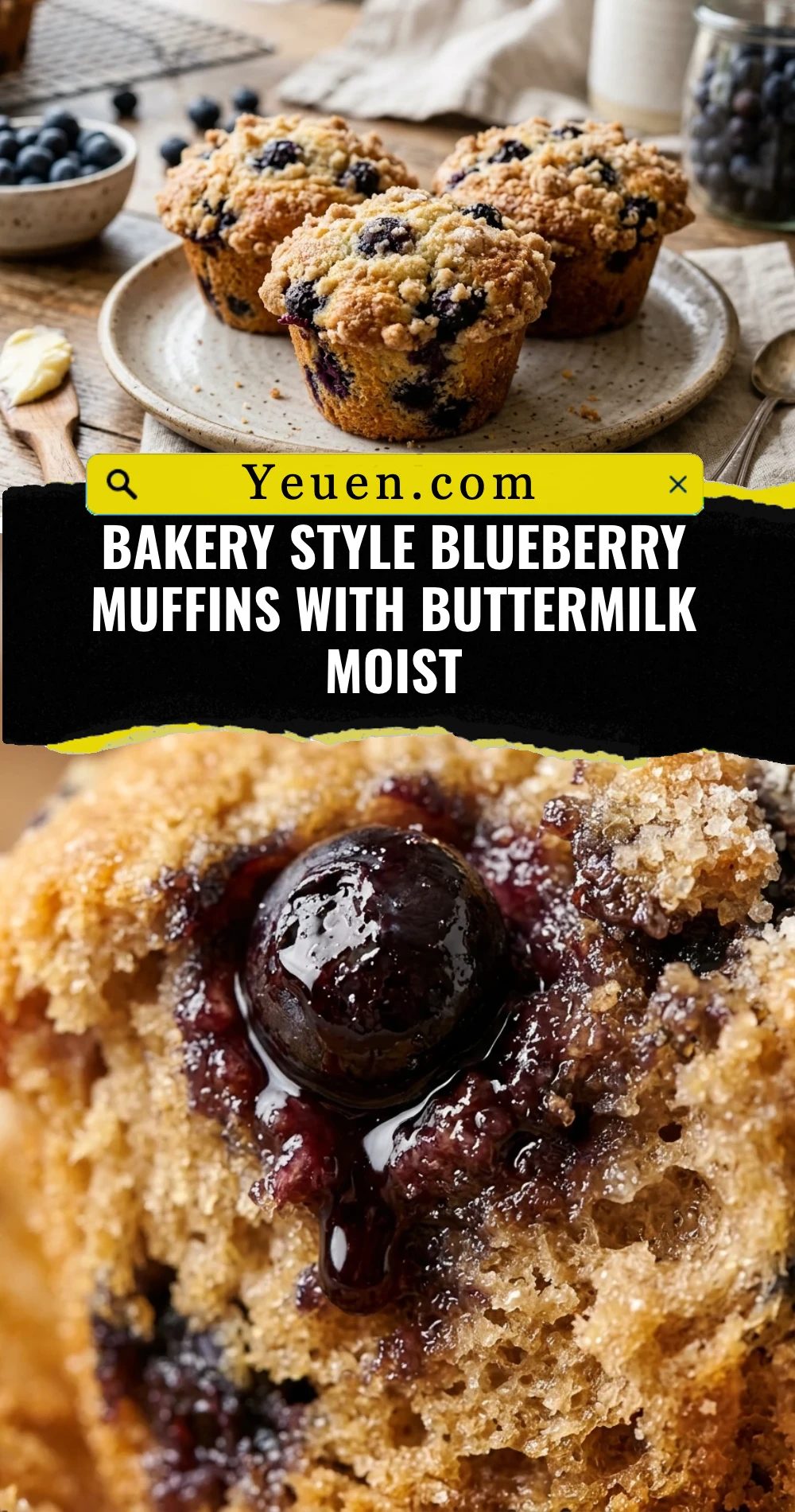 Bakery Style Blueberry Muffins With Buttermilk Moist
