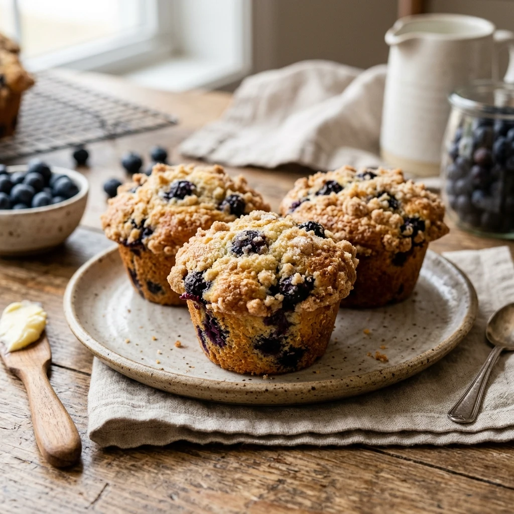 Bakery Style Blueberry Muffins With Buttermilk Moist