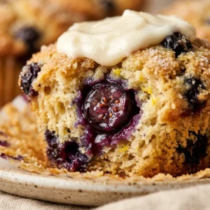 Bakery Style Blueberry Muffins With Lemon And Sour Cream