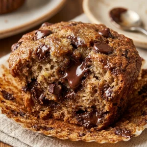 Bakery Style Chocolate Chip Banana Muffins Moist