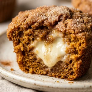 Bakery Style Pumpkin Muffins With Cream Cheese Center Fall
