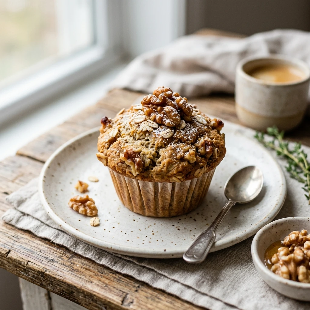Banana Oatmeal Breakfast Muffins With Walnuts Healthy