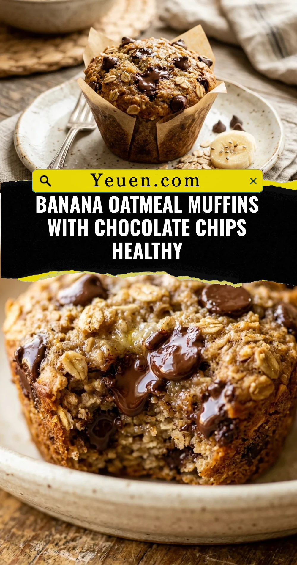 Banana Oatmeal Muffins With Chocolate Chips Healthy