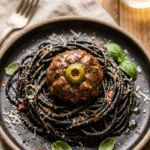 Black Spaghetti With Eyeball Meatballs - 20 Min
