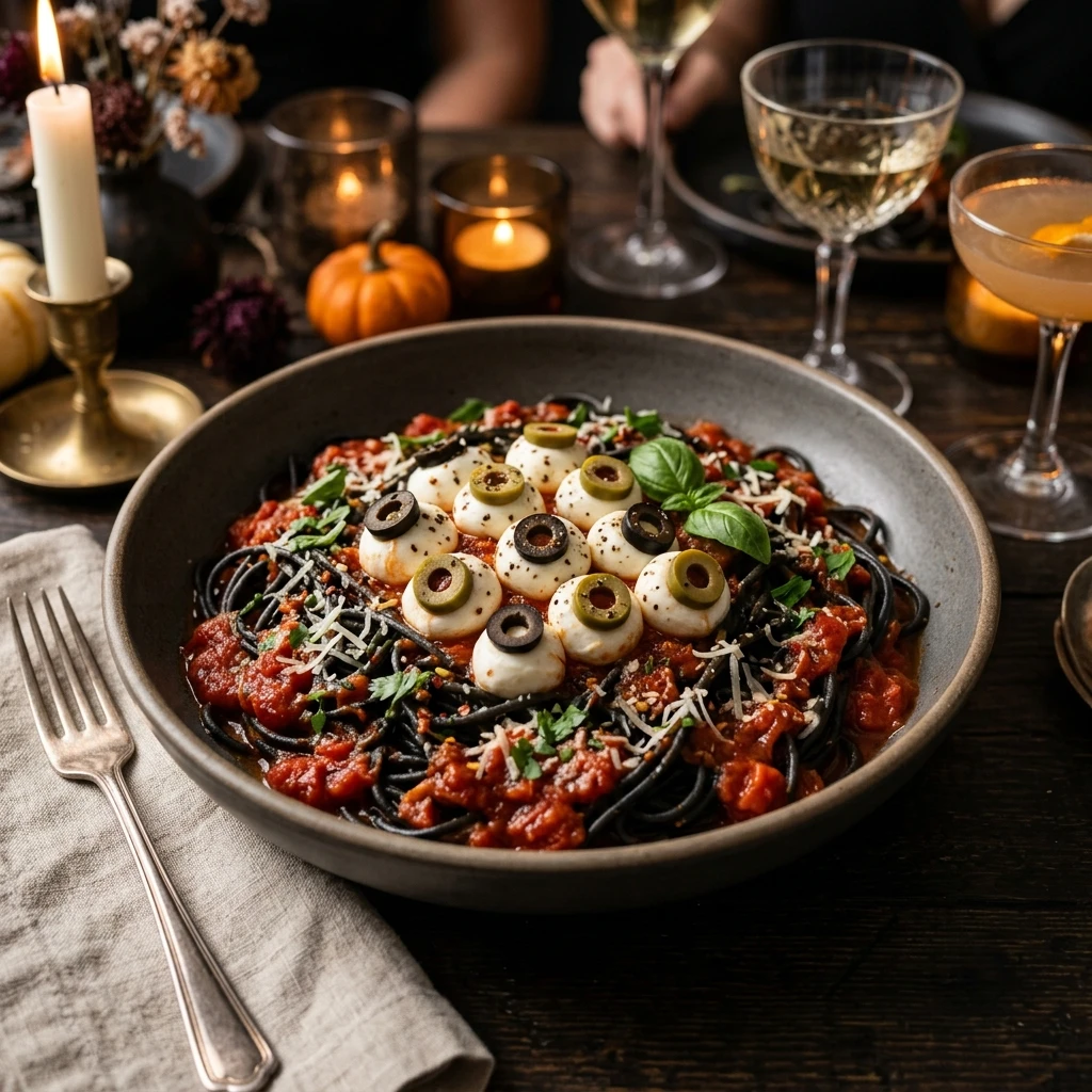 Bloody Eyeball Pasta Halloween Spooky Dinner Party