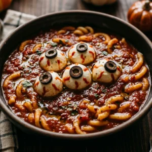 Bloody Eyeball Pasta Soup - Cozy Halloween Dinner