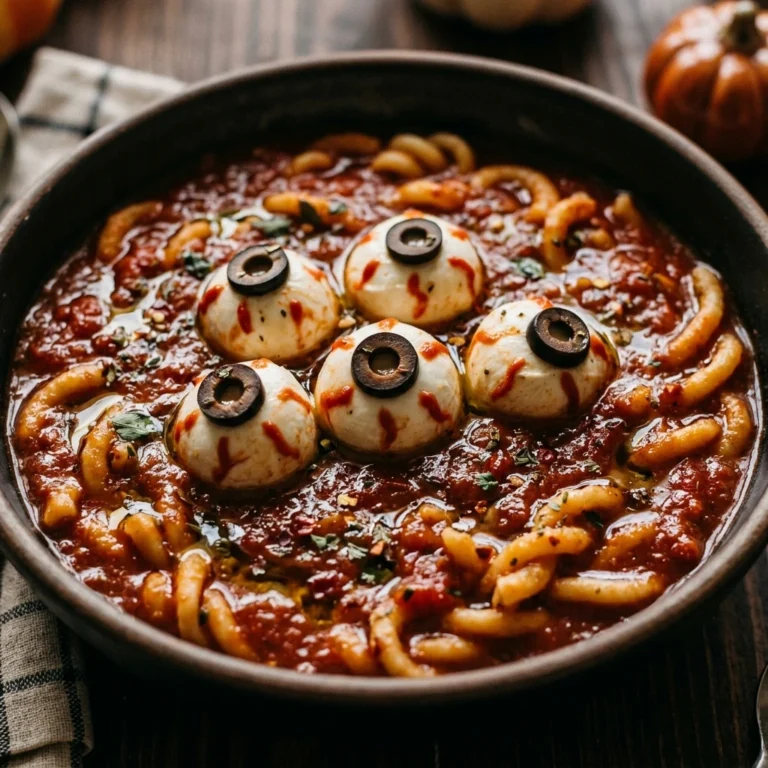 Bloody Eyeball Pasta Soup - Cozy Halloween Dinner