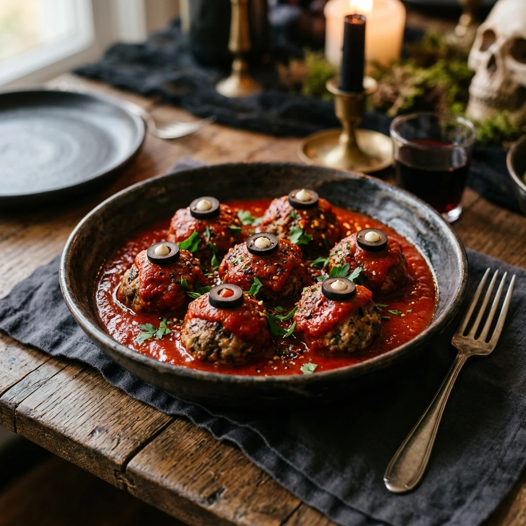 Bloody Halloween Meatballs Spooky Dinner Party