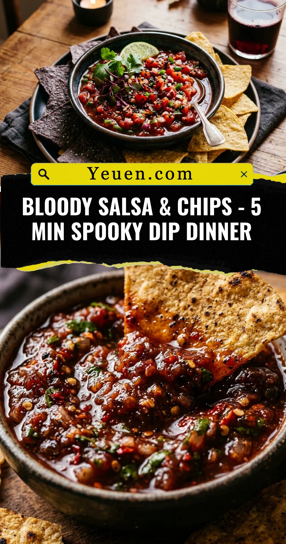 Bloody Salsa & Chips - 5 Min Spooky Dip Dinner