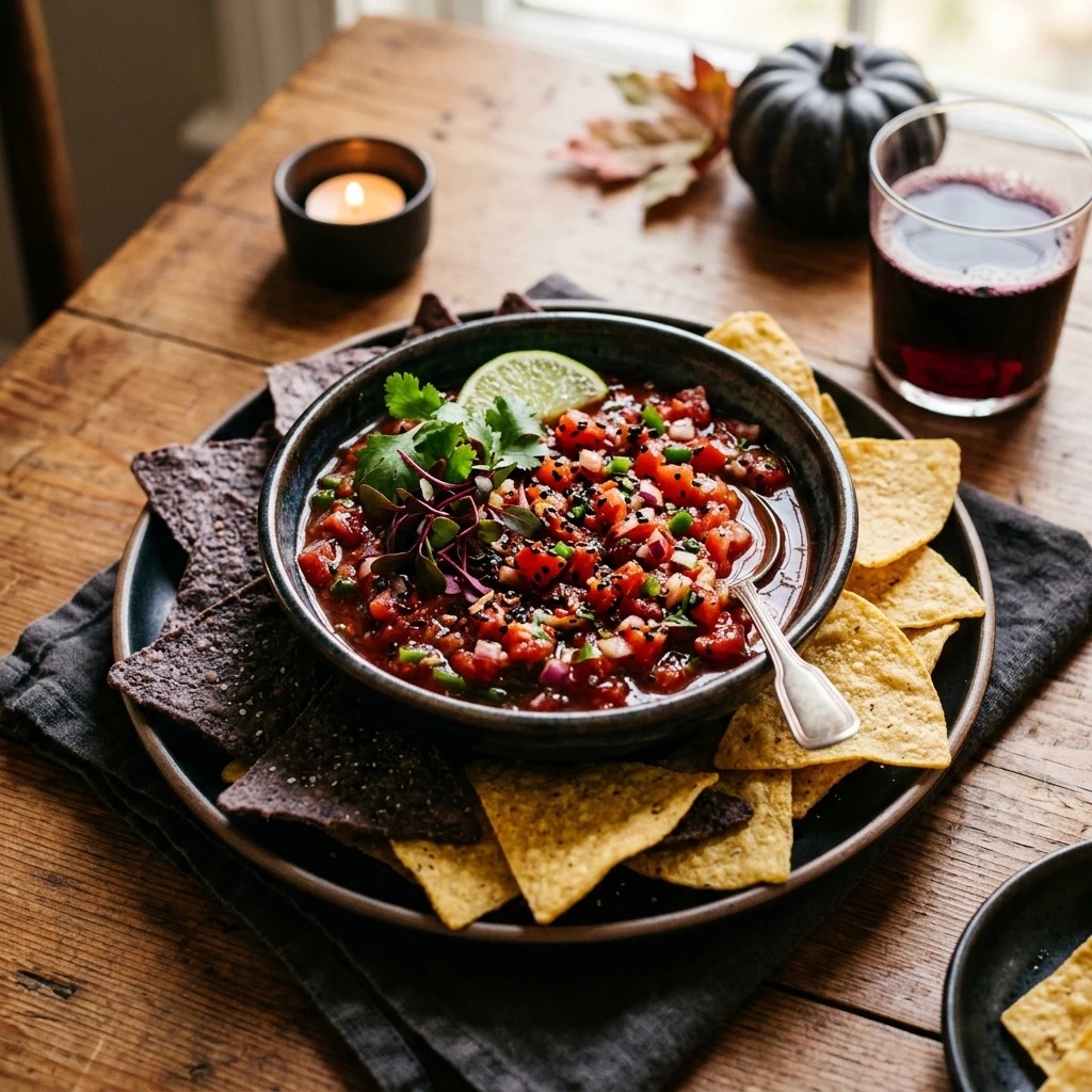 Bloody Salsa & Chips - 5 Min Spooky Dip Dinner