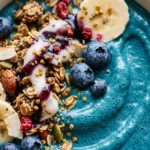 Blue Spirulina Smoothie Bowl Thick Creamy Superfood Granola Fruit Viral Colorful
