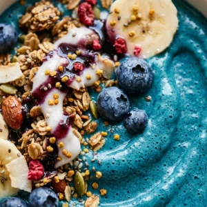 Blue Spirulina Smoothie Bowl Thick Creamy Superfood Granola Fruit Viral Colorful