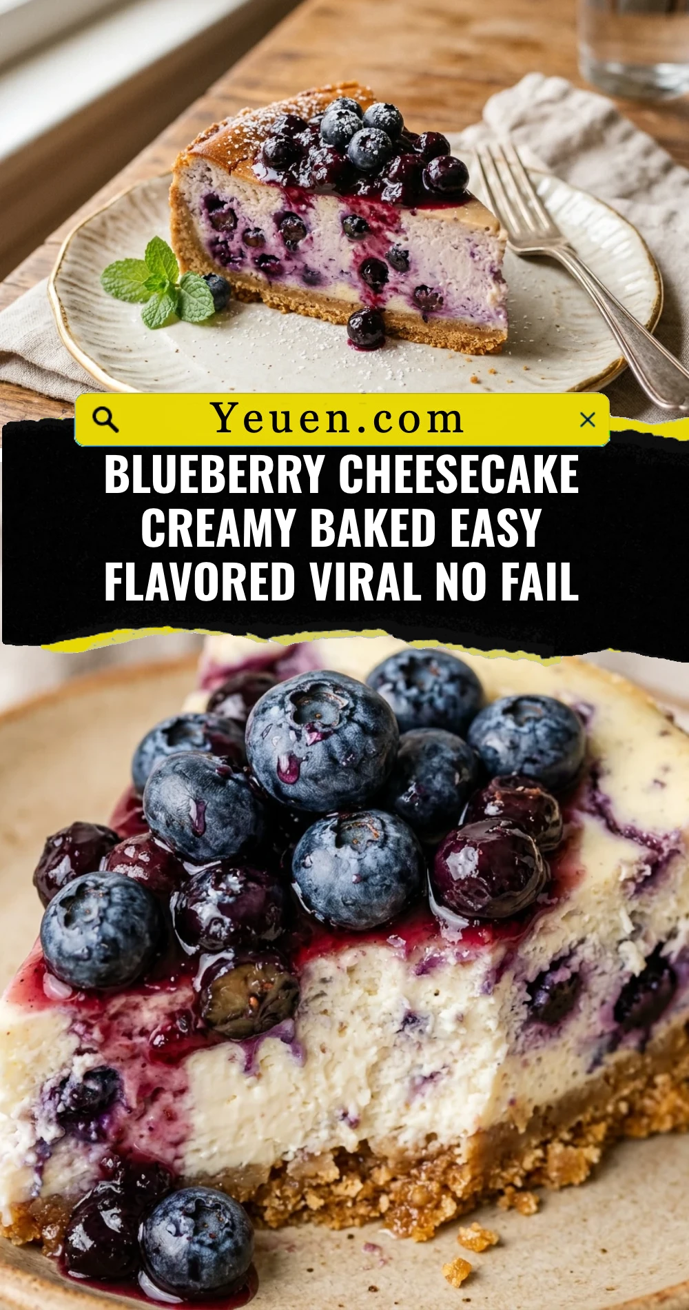 Blueberry Cheesecake Creamy Baked Easy Flavored Viral No Fail