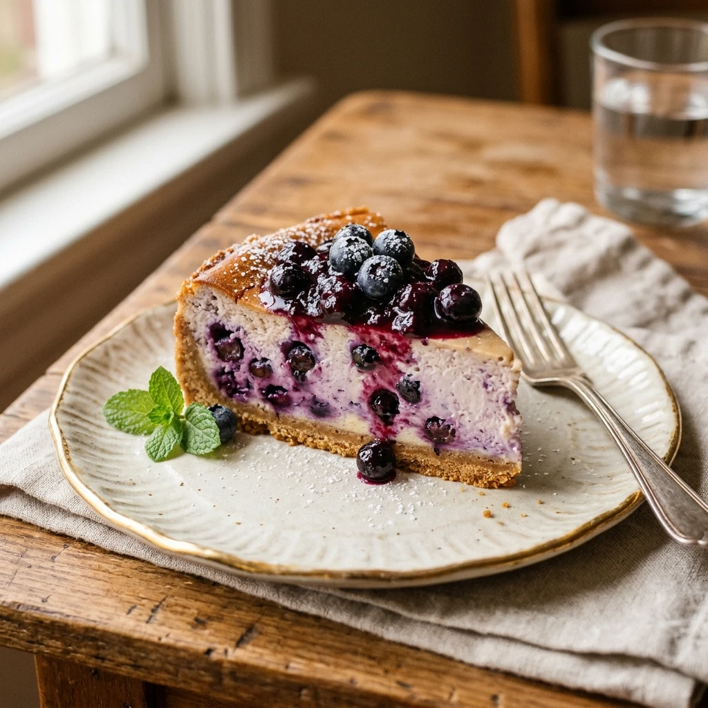 Blueberry Cheesecake Creamy Baked Easy Flavored Viral No Fail