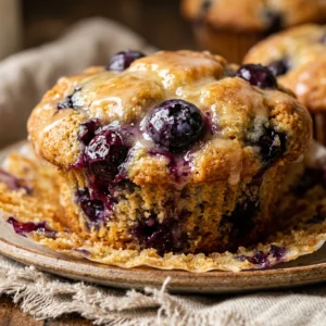 Blueberry Muffins With Lemon Glaze Bakery Style Easy