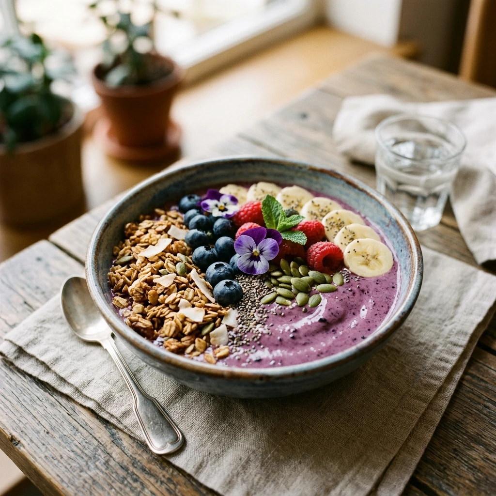 Blueberry Smoothie Bowl Thick Creamy Granola Fruit Superfood Healthy Weight Loss Viral