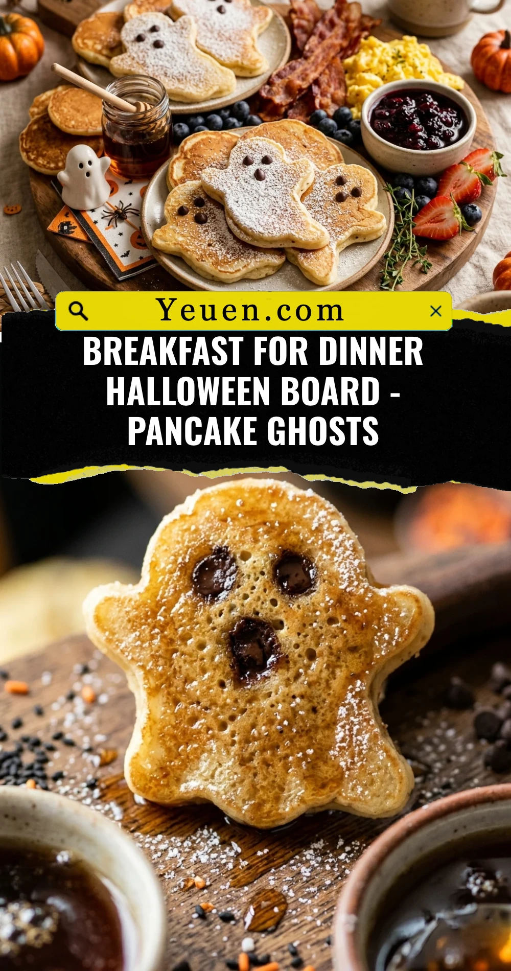 Breakfast For Dinner Halloween Board - Pancake Ghosts