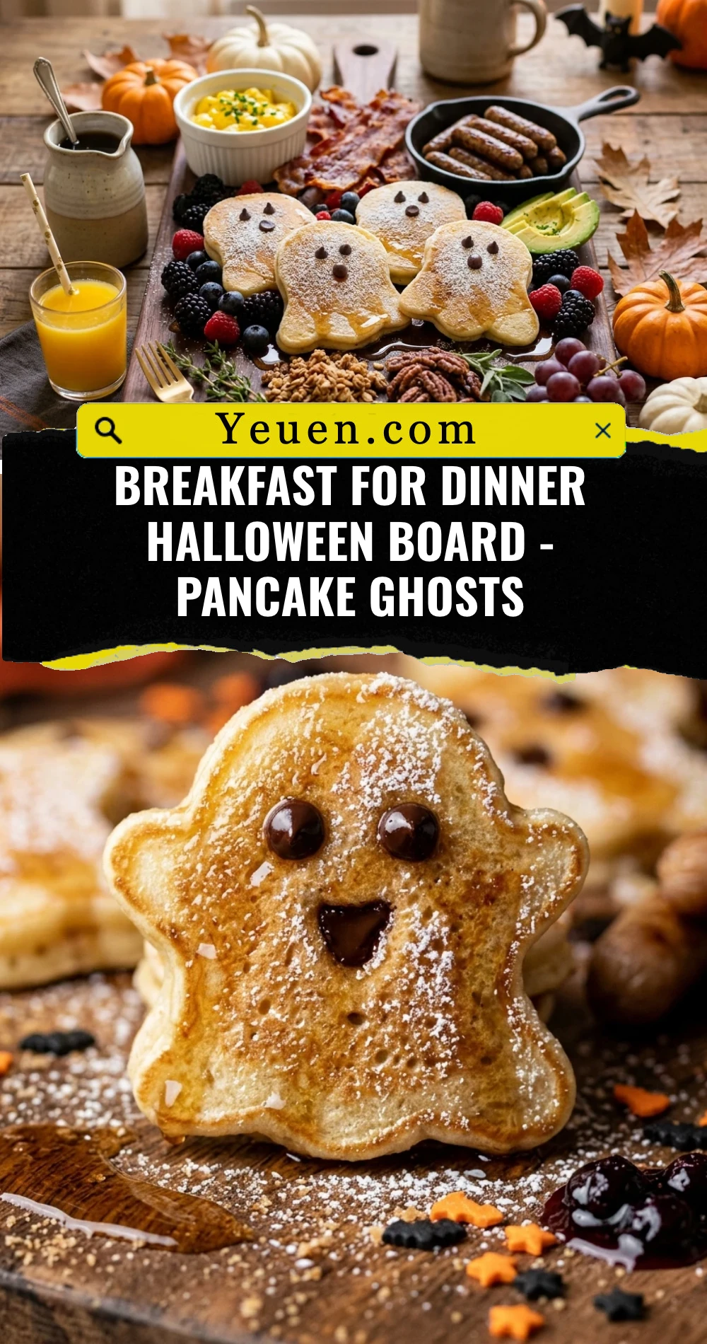 Breakfast For Dinner Halloween Board - Pancake Ghosts