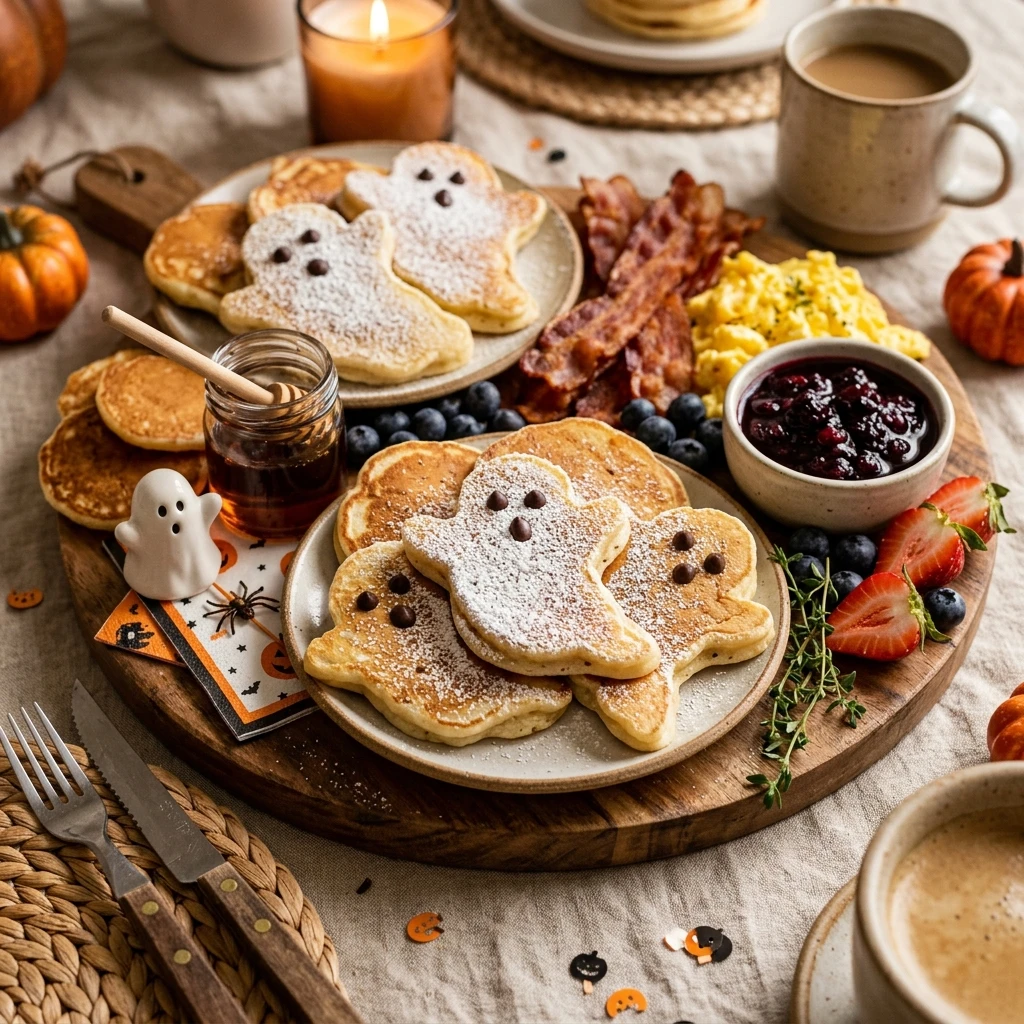Breakfast For Dinner Halloween Board - Pancake Ghosts