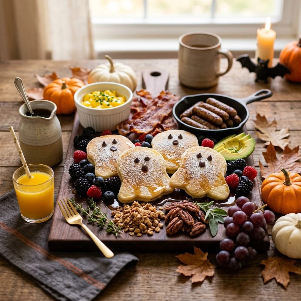 Breakfast For Dinner Halloween Board - Pancake Ghosts