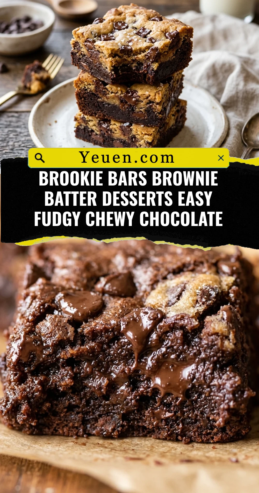 Brookie Bars Brownie Batter Desserts Easy Fudgy Chewy Chocolate