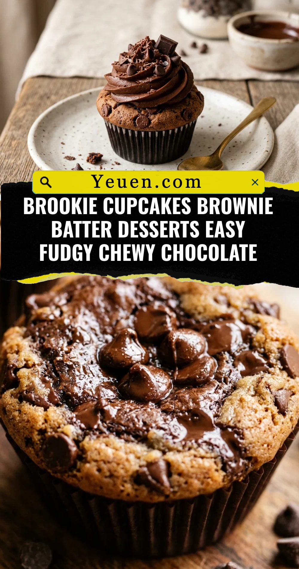 Brookie Cupcakes Brownie Batter Desserts Easy Fudgy Chewy Chocolate