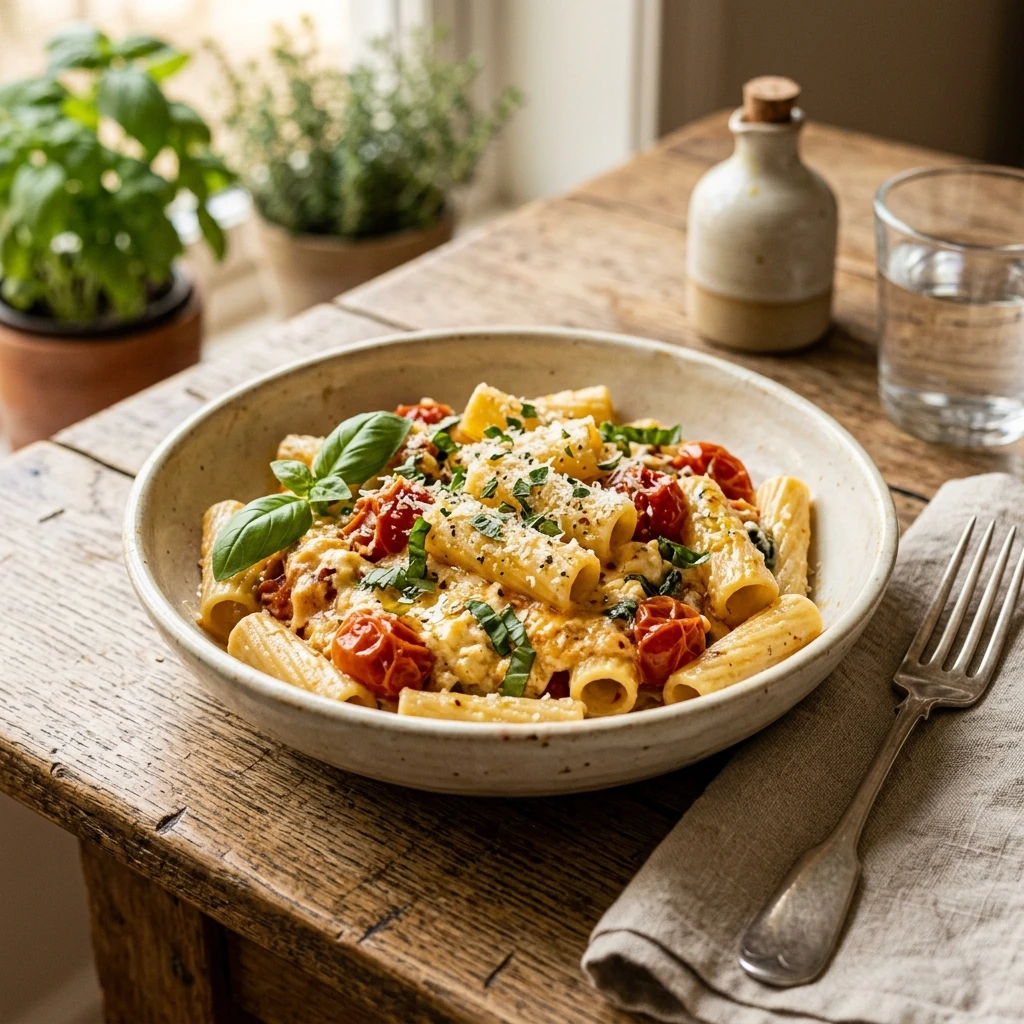 Budget Baked Feta Pasta With Cherry Tomatoes Under $10