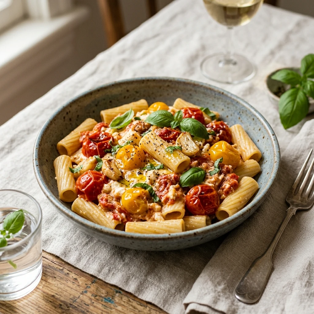 Budget Baked Feta Pasta With Cherry Tomatoes Under $10