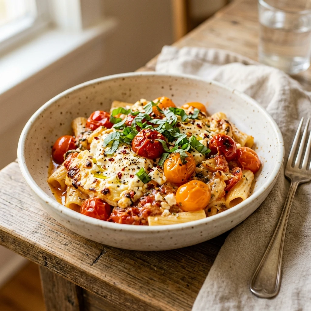 Budget Baked Feta Pasta With Cherry Tomatoes Under $10