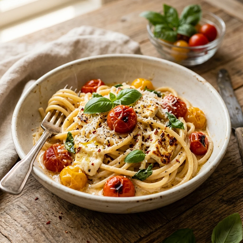Budget Baked Feta Pasta With Cherry Tomatoes Under $10
