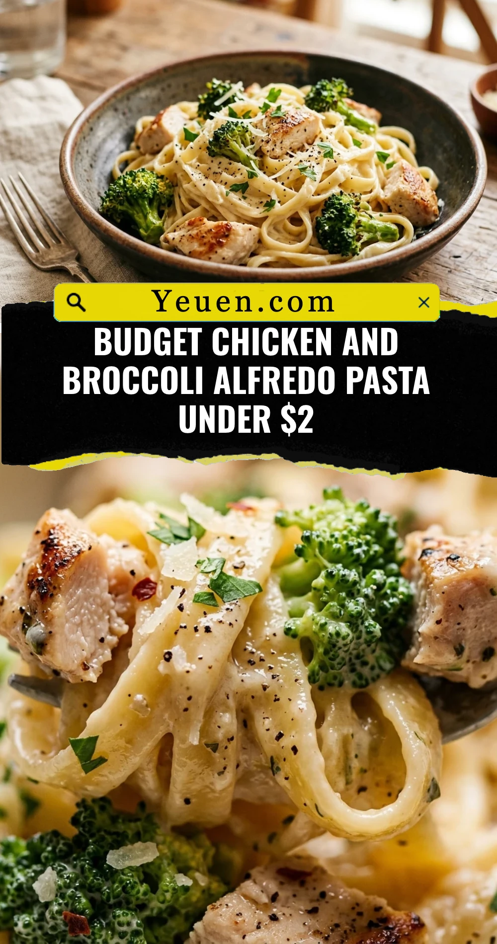 Budget Chicken And Broccoli Alfredo Pasta Under $2