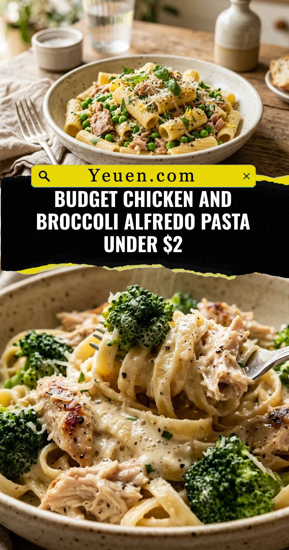 Budget Chicken And Broccoli Alfredo Pasta Under $2