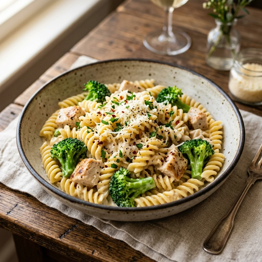 Budget Chicken And Broccoli Alfredo Pasta Under $2