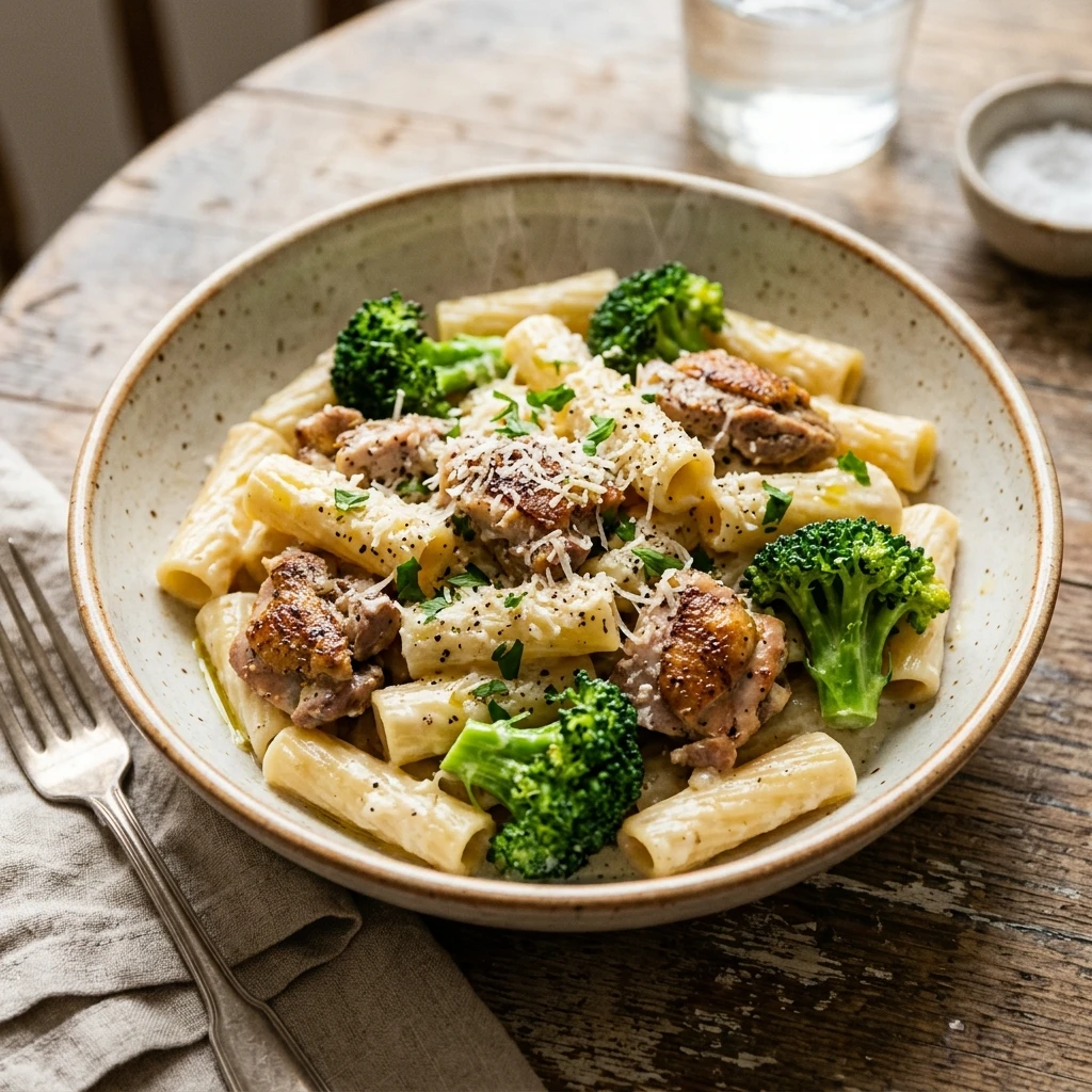 Budget Chicken And Broccoli Alfredo Pasta Under $2