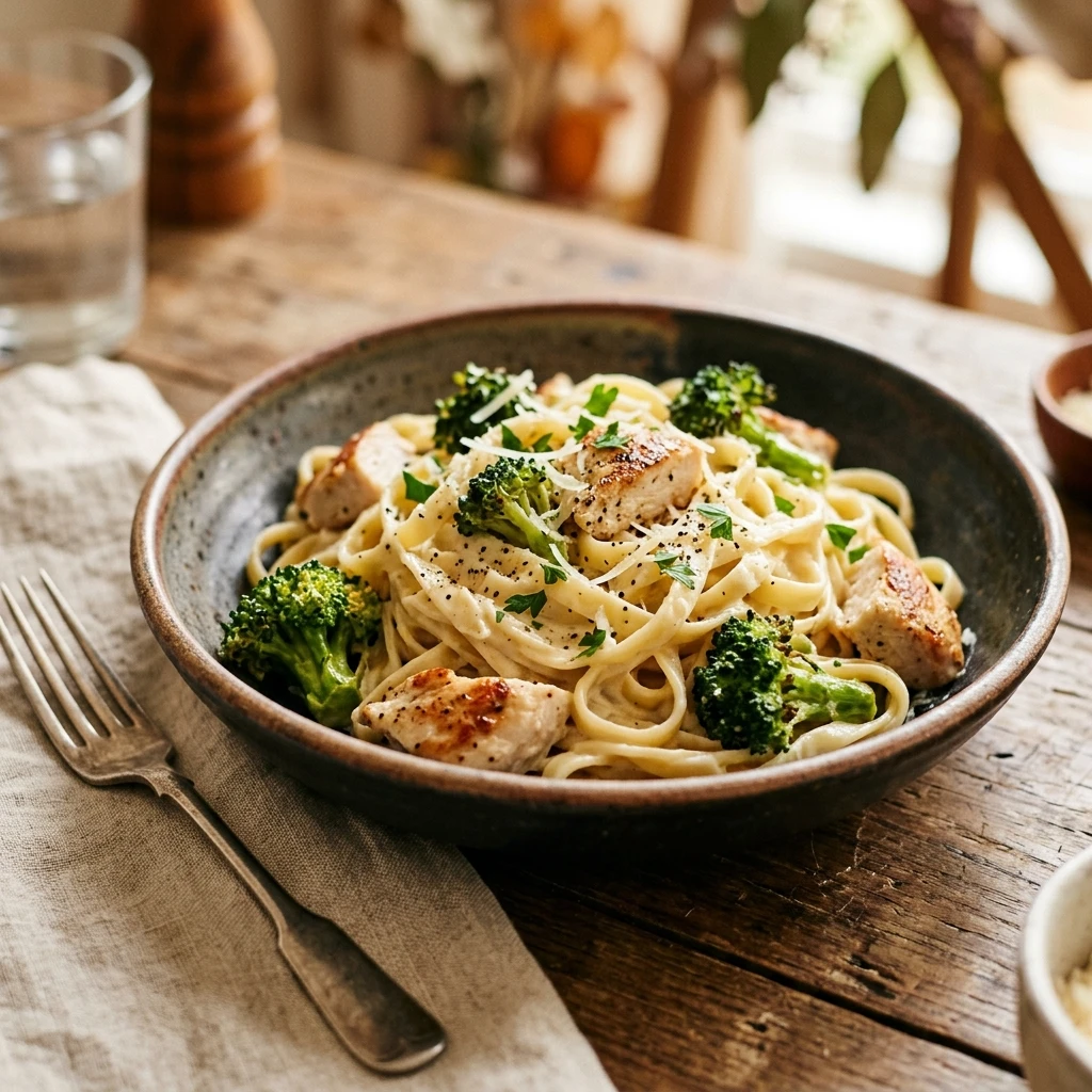 Budget Chicken And Broccoli Alfredo Pasta Under $2