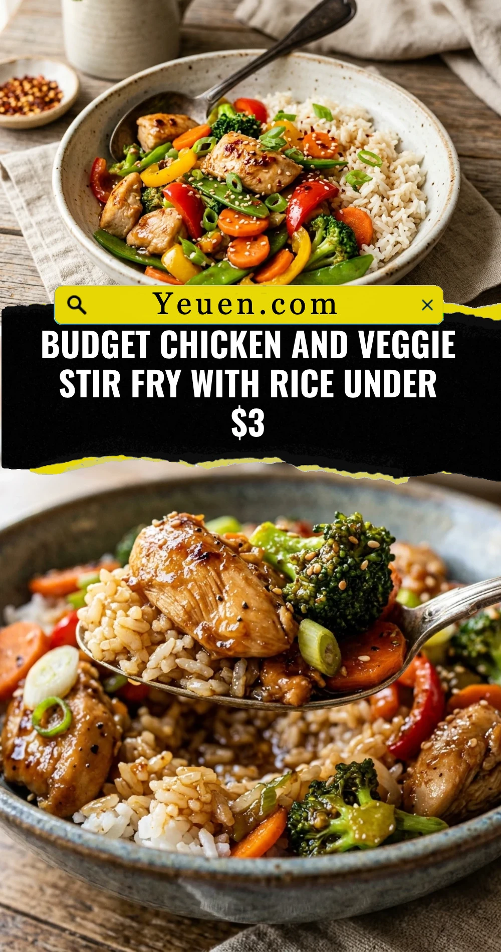 Budget Chicken And Veggie Stir Fry With Rice Under $3