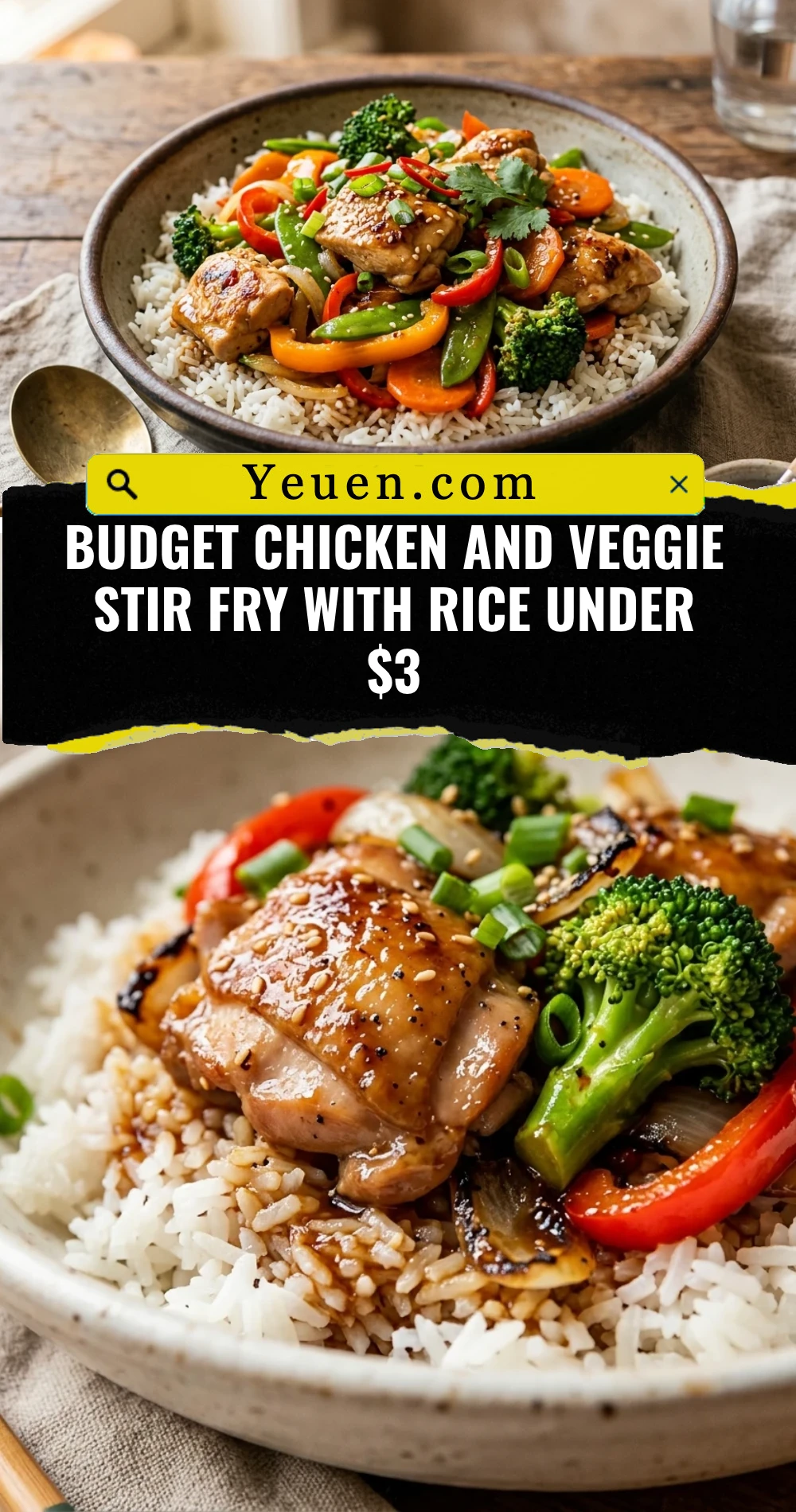Budget Chicken And Veggie Stir Fry With Rice Under $3