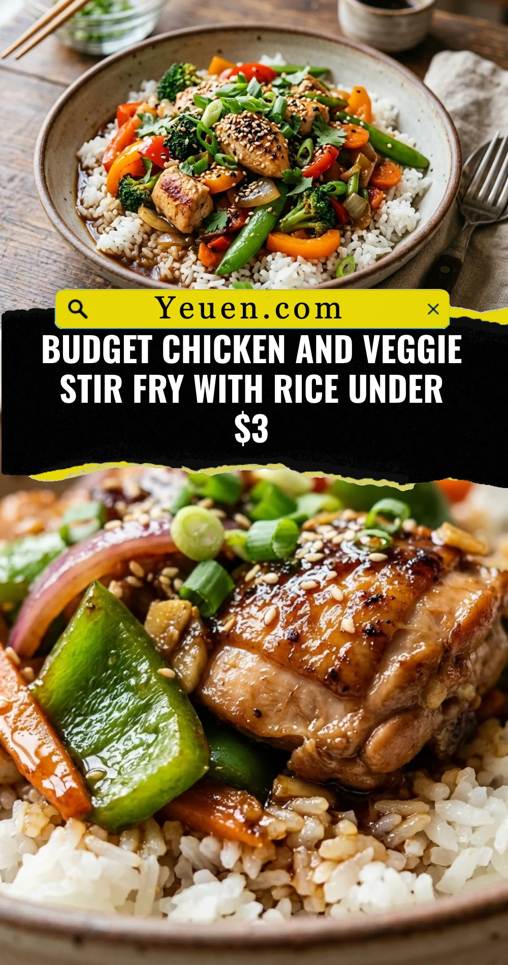 Budget Chicken And Veggie Stir Fry With Rice Under $3