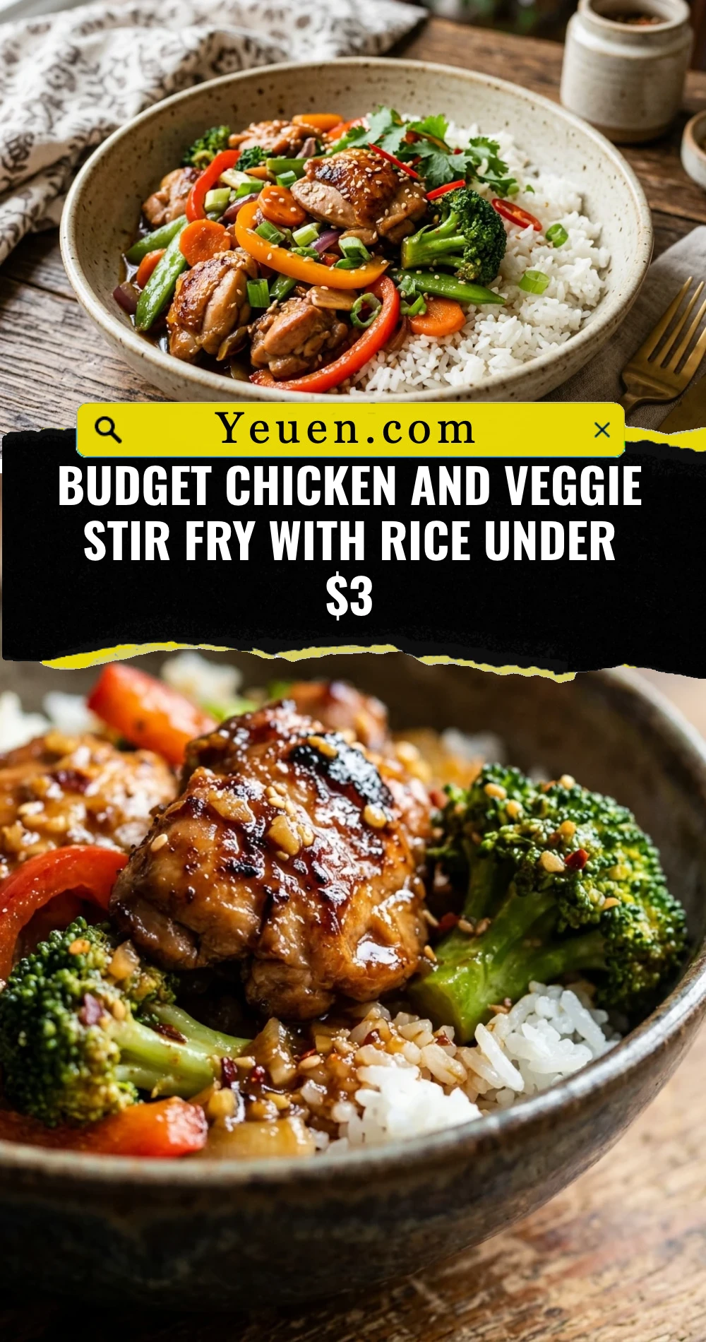 Budget Chicken And Veggie Stir Fry With Rice Under $3