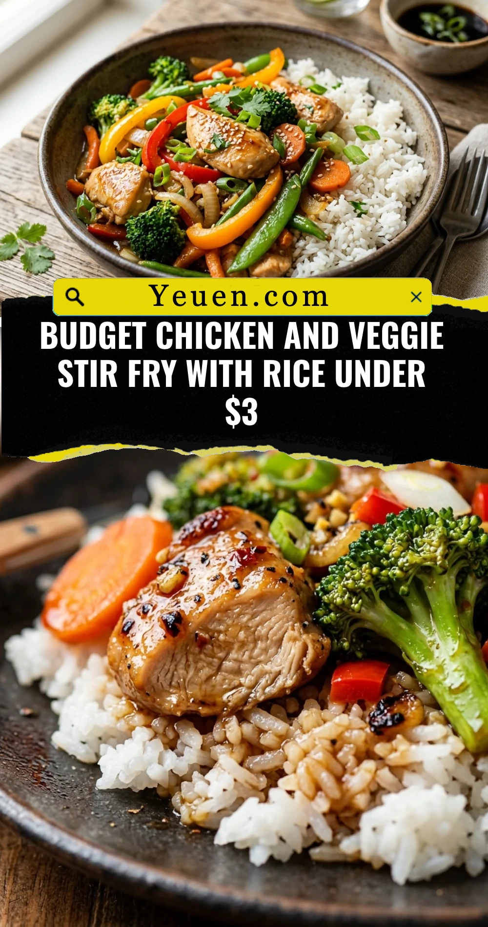 Budget Chicken And Veggie Stir Fry With Rice Under $3
