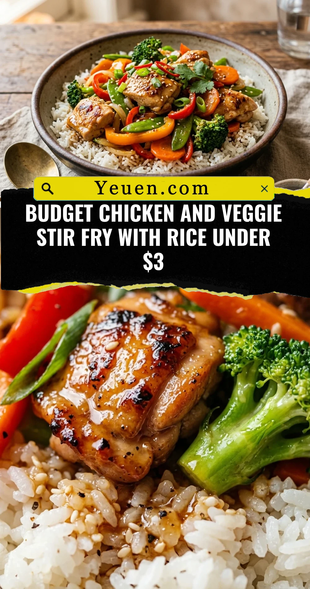 Budget Chicken And Veggie Stir Fry With Rice Under $3