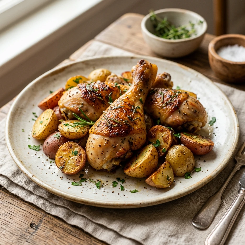 Budget Chicken Drumsticks With Roasted Potatoes Under $10
