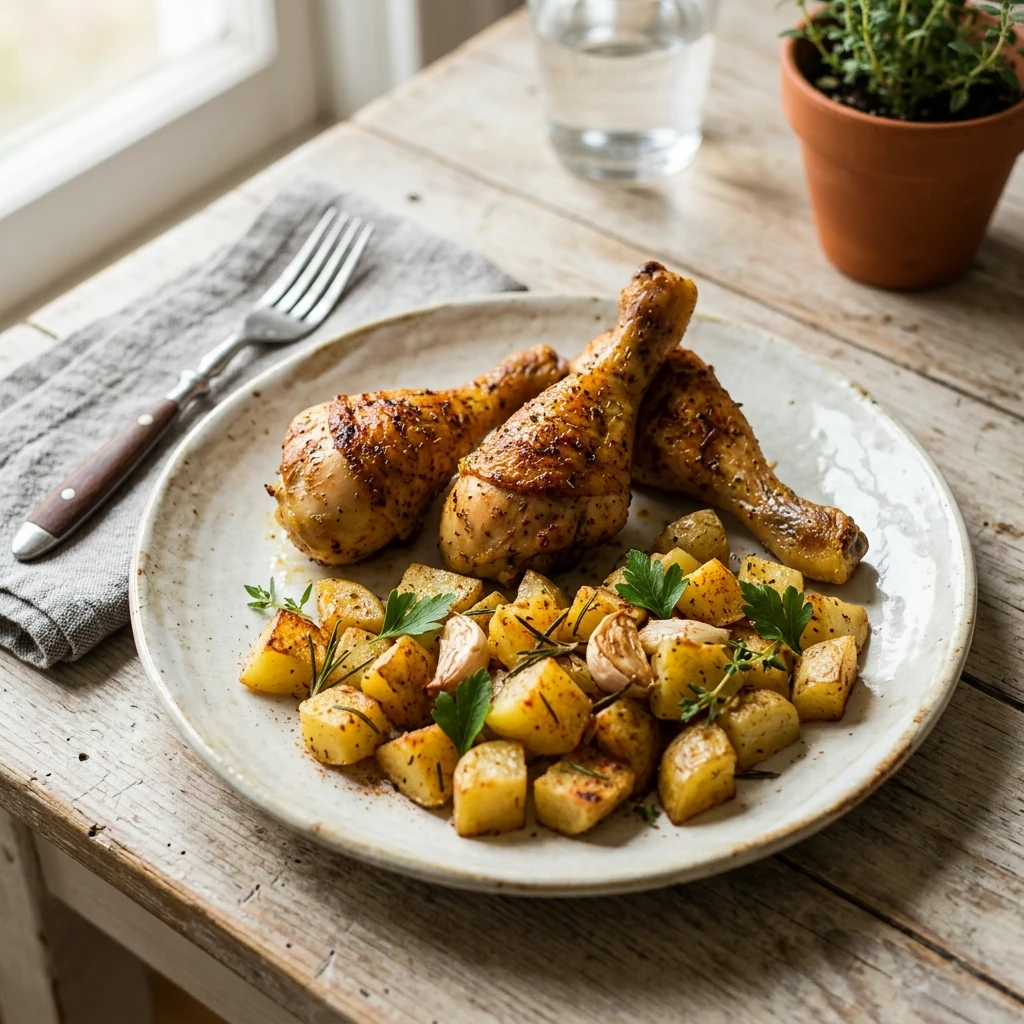 Budget Chicken Drumsticks With Roasted Potatoes Under $10
