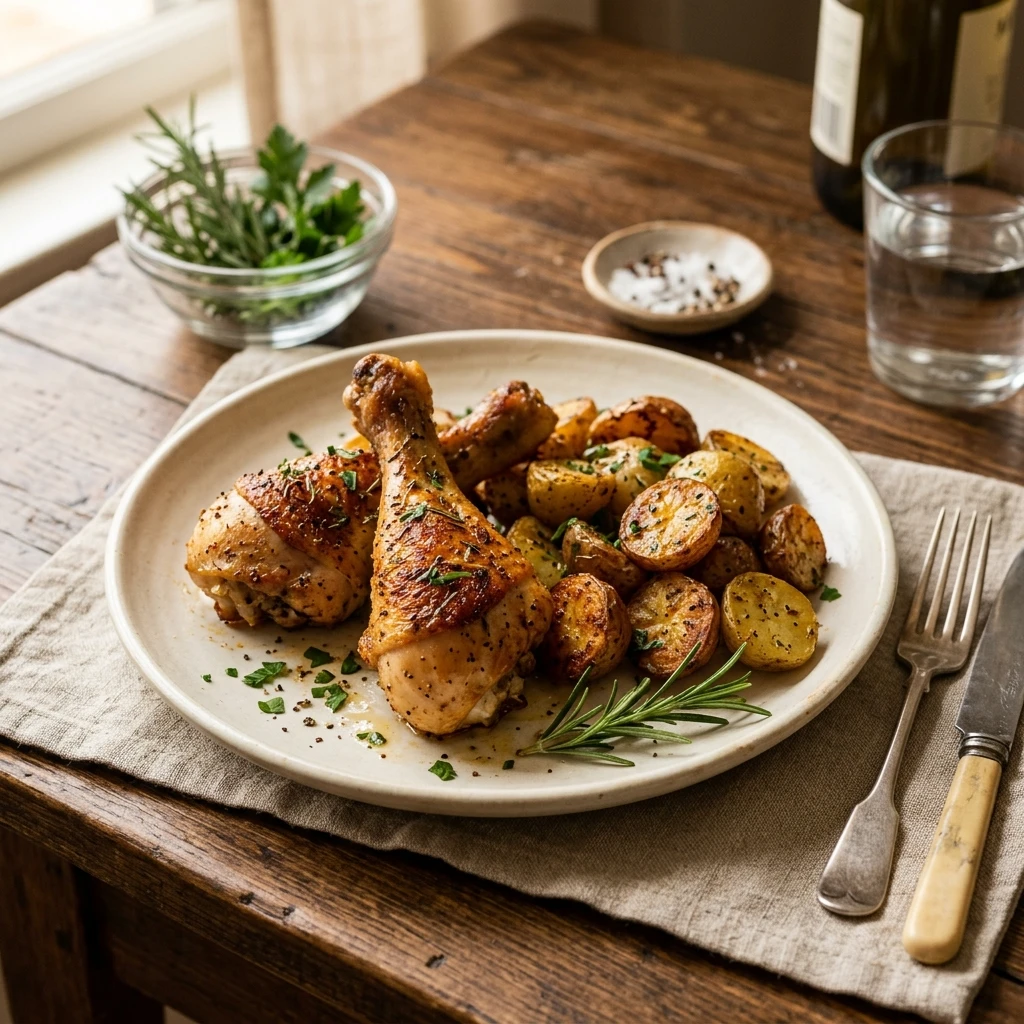 Budget Chicken Drumsticks With Roasted Potatoes Under $10
