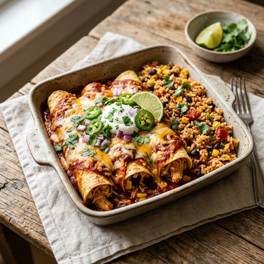 Budget Chicken Enchiladas With Rice Under $10 Family