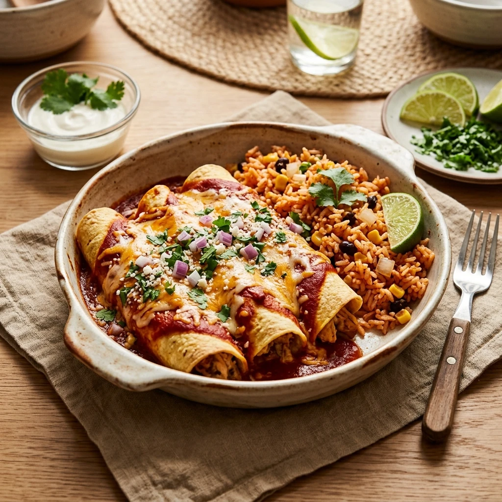 Budget Chicken Enchiladas With Rice Under $10 Family