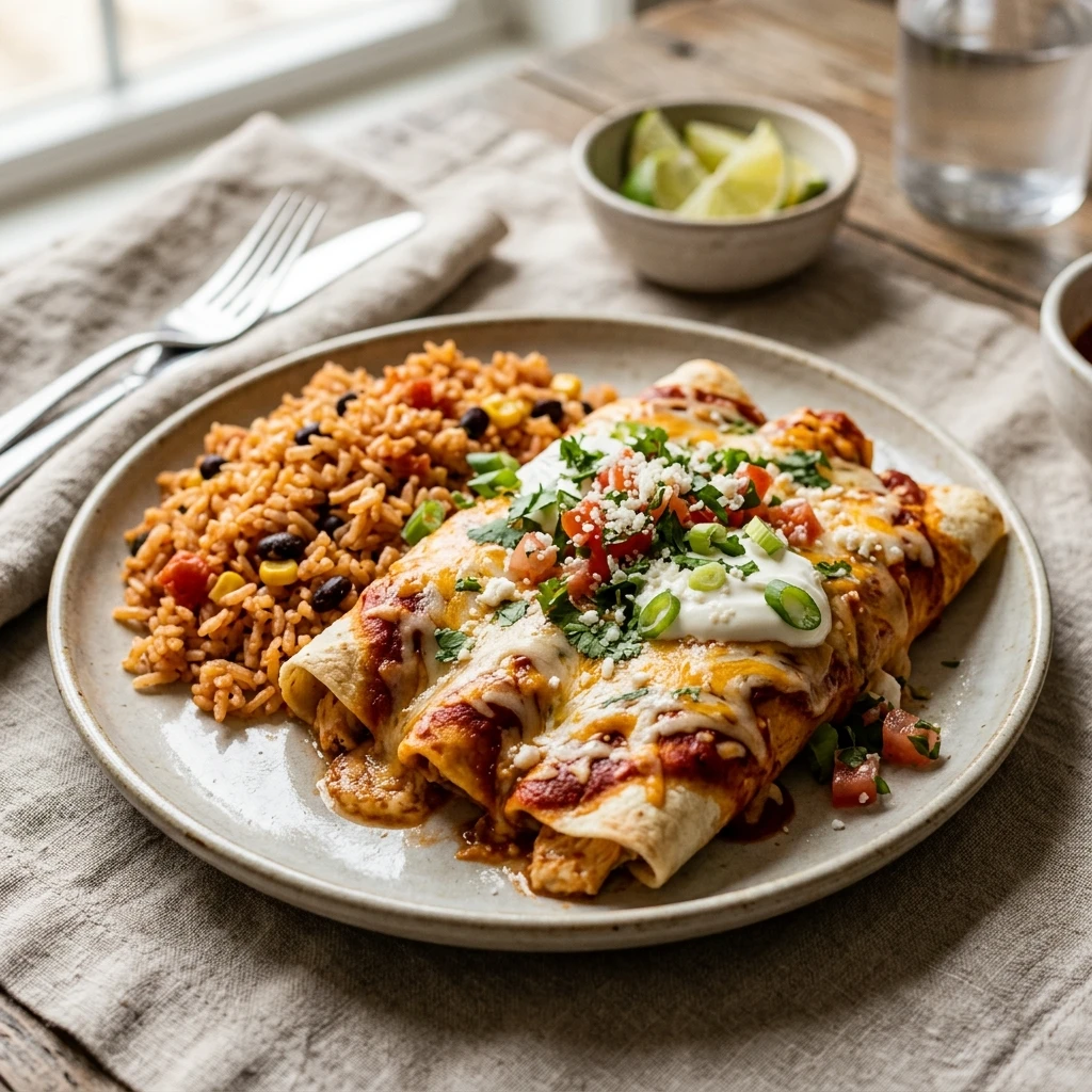 Budget Chicken Enchiladas With Rice Under $10 Family